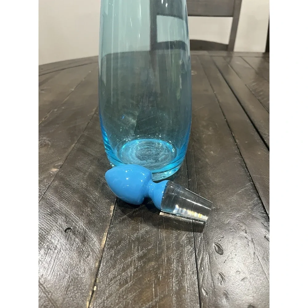 Jonathon Adler Happy Chic Blue Glass Decanter Stopper MCM 15.5